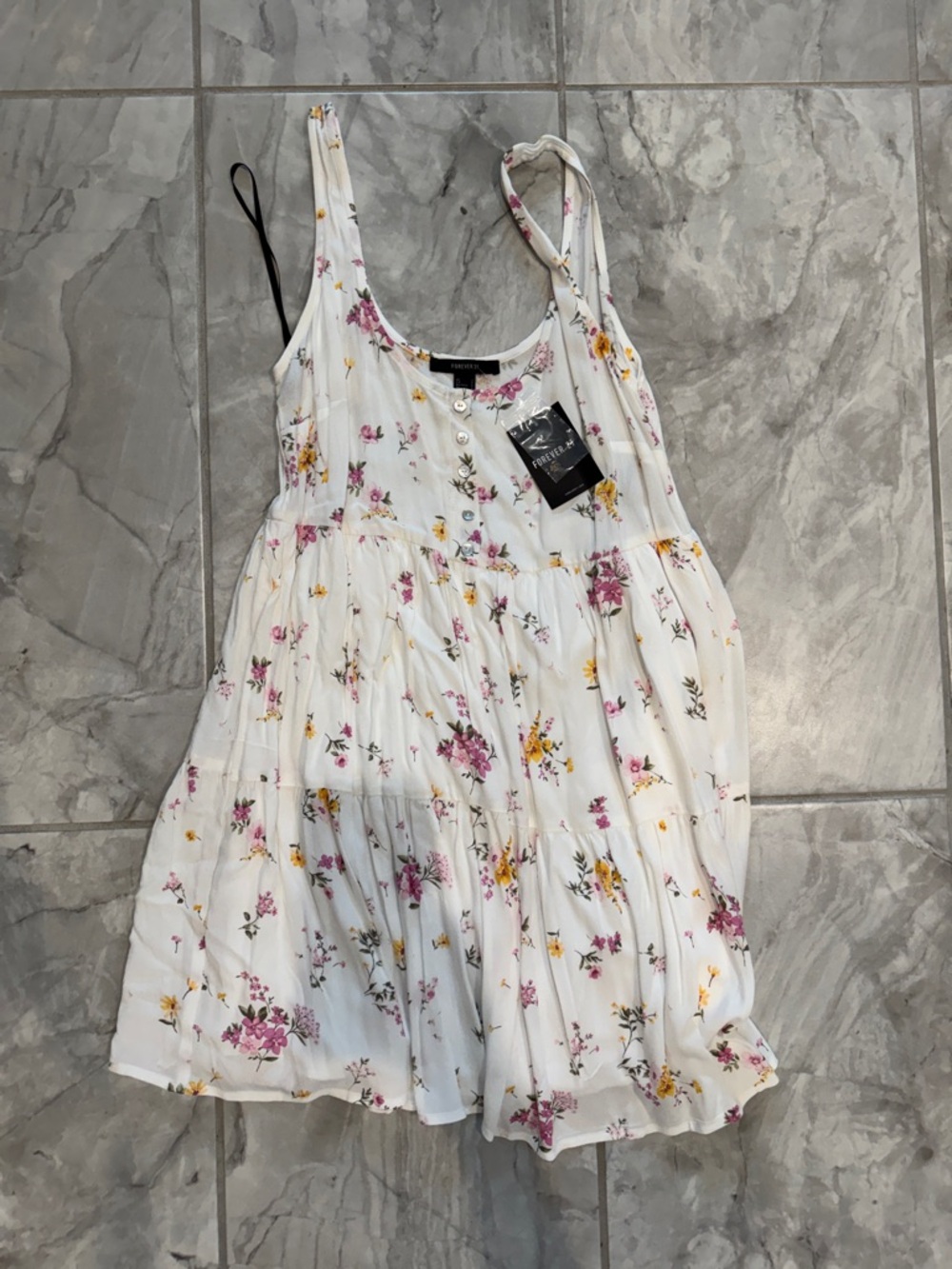 Forever 21 White Floral Tiered Sundress